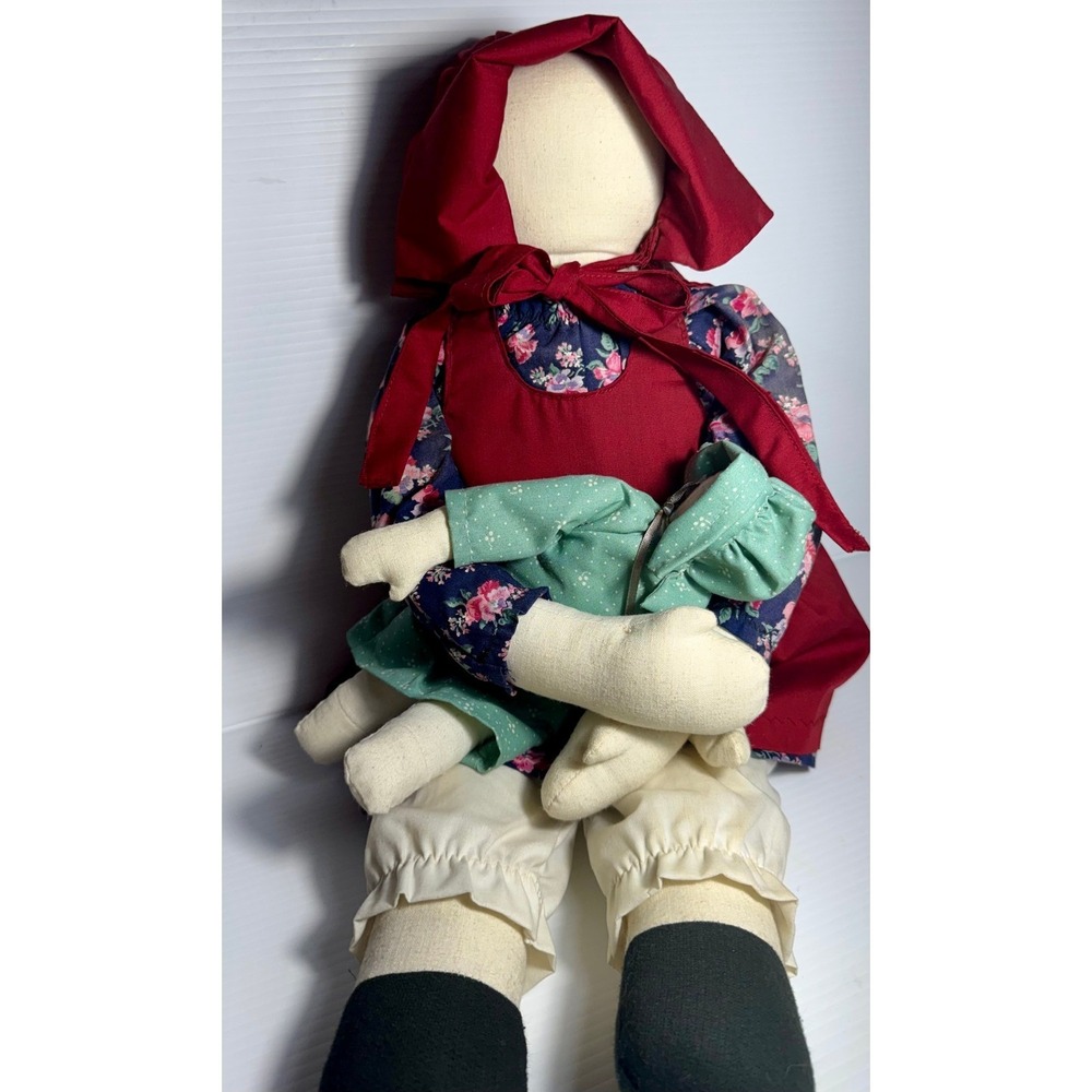 Vintage Unbranded Faceless Mother Baby Cloth Rag Doll Female 18 In Primitive